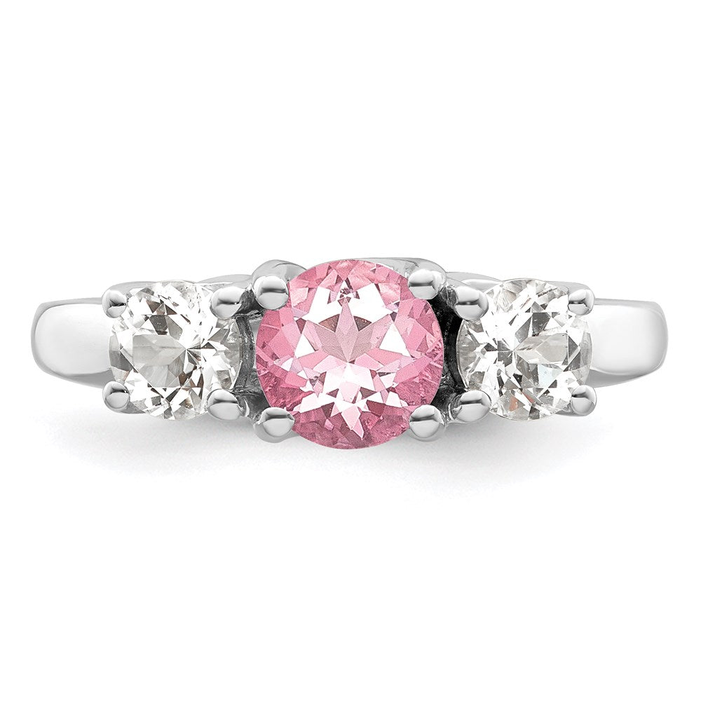 Survivor Collection Sterling Silver Rhodium-plated Clear Pink Topaz Pamela Ring