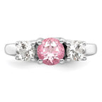 Survivor Collection Sterling Silver Rhodium-plated Clear Pink Topaz Pamela Ring