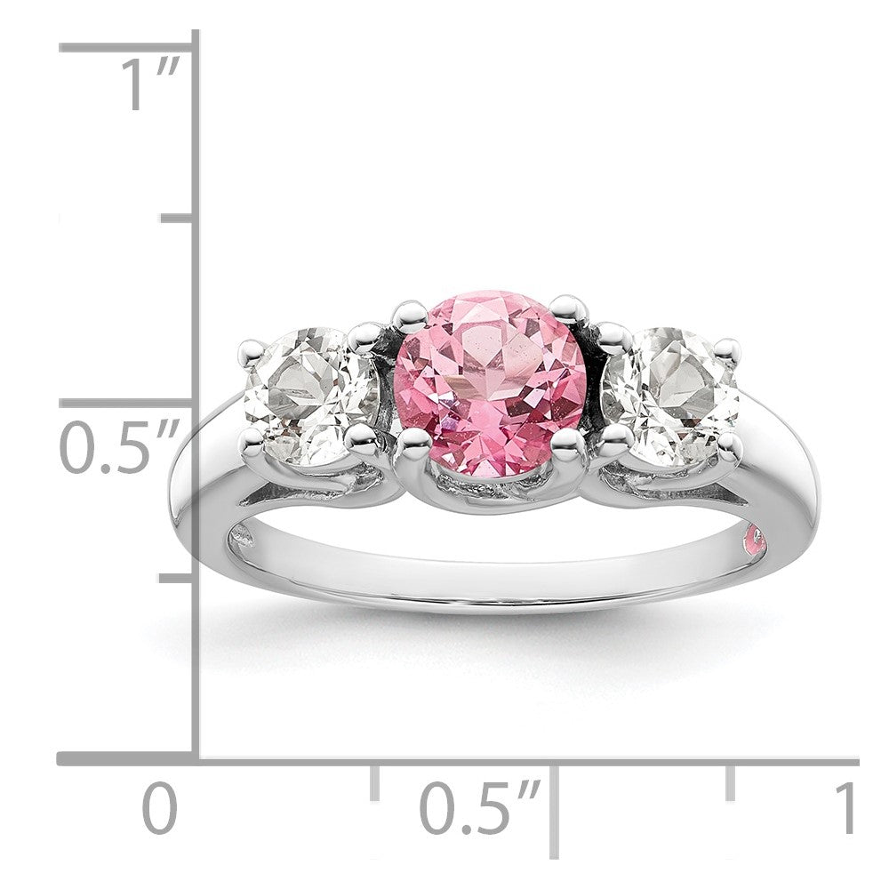 Survivor Collection Sterling Silver Rhodium-plated Clear Pink Topaz Pamela Ring