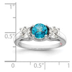 Survivor Collection Sterling Silver Rhodium-plated Clear and Blue Topaz Pamela Ring