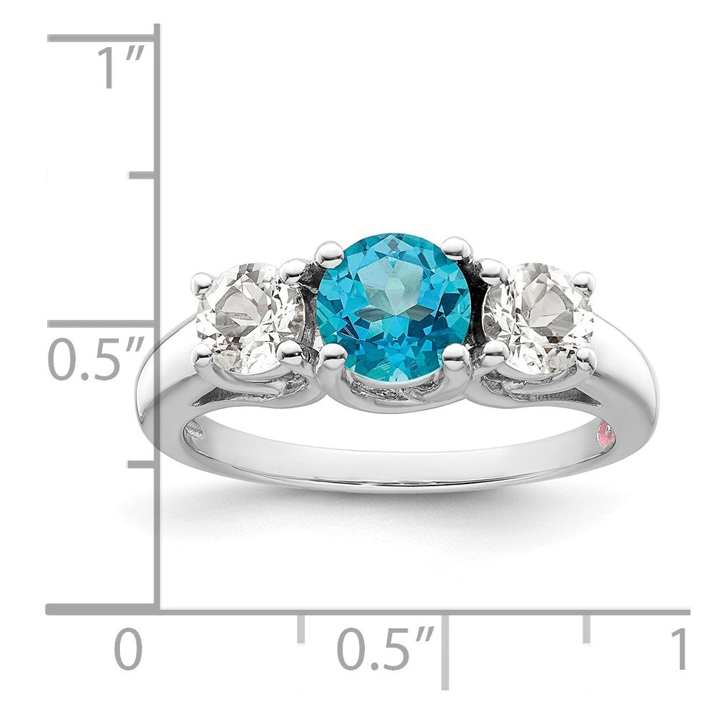 Survivor Collection Sterling Silver Rhodium-plated Clear and Blue Topaz Pamela Ring