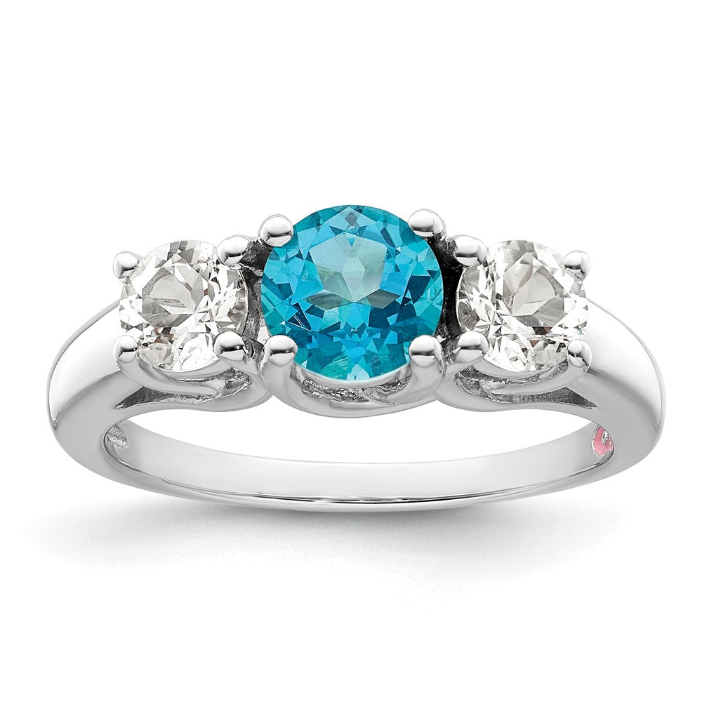 Survivor Collection Sterling Silver Rhodium-plated Clear and Blue Topaz Pamela Ring