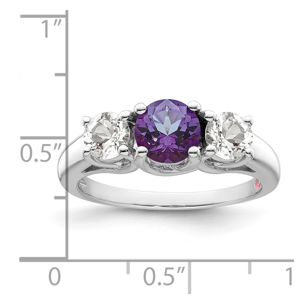 Survivor Collection Sterling Silver Rhodium-plated Clear and Purple Topaz Pamela Ring