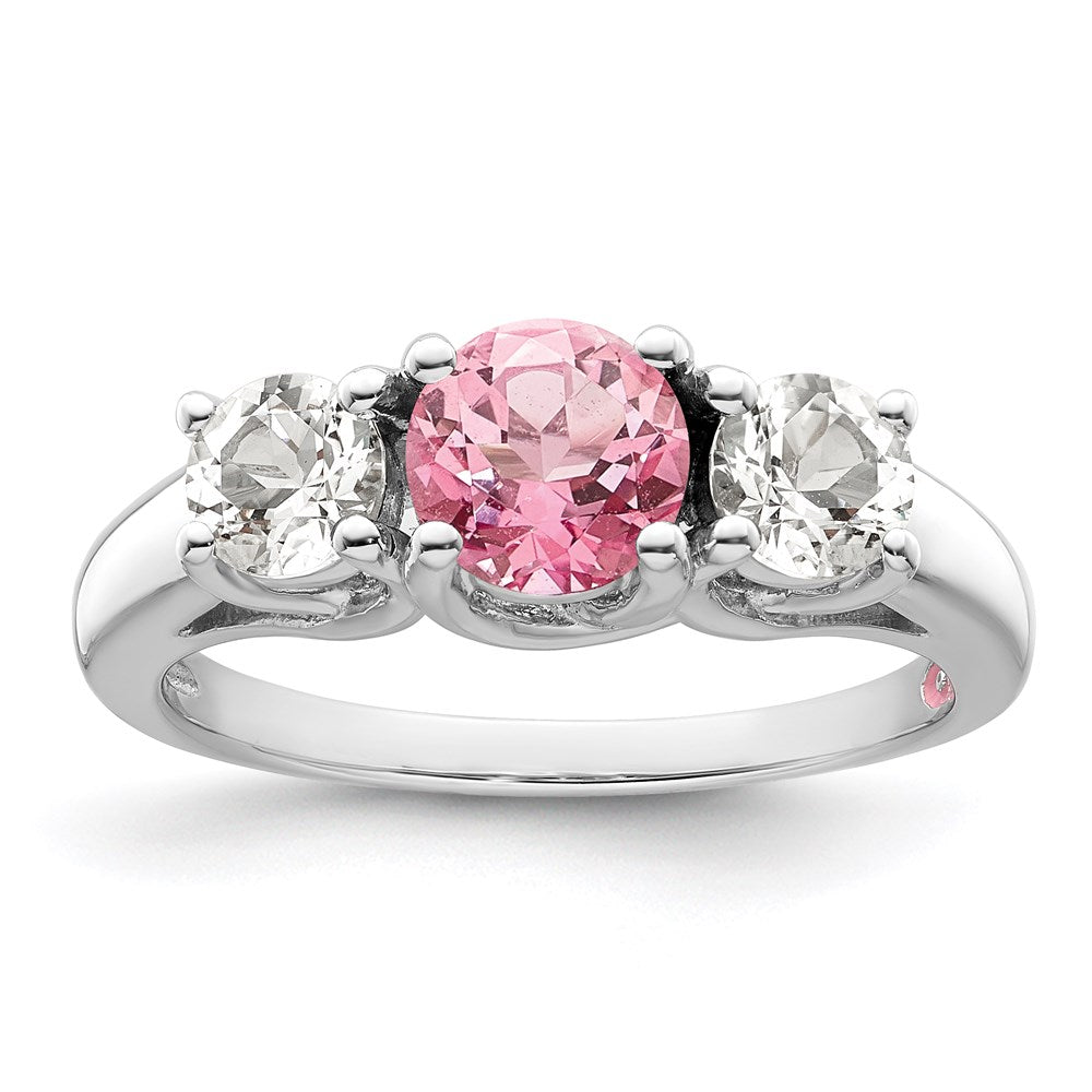 Survivor Collection Sterling Silver Rhodium-plated Clear Pink Topaz Pamela Ring