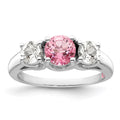 Survivor Collection Sterling Silver Rhodium-plated Clear Pink Topaz Pamela Ring