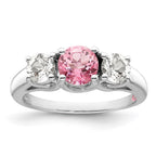 Survivor Collection Sterling Silver Rhodium-plated Clear Pink Topaz Pamela Ring