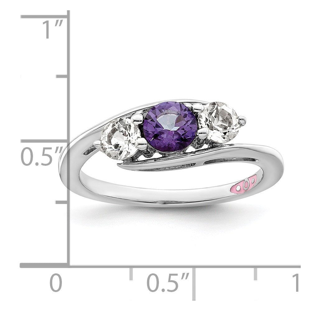 Survivor Collection Sterling Silver Rhodium-plated White and Purple Topaz Sue Ring