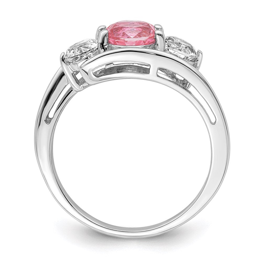 Survivor Collection Sterling Silver Rhodium-plated White and Pink Topaz Sue Ring