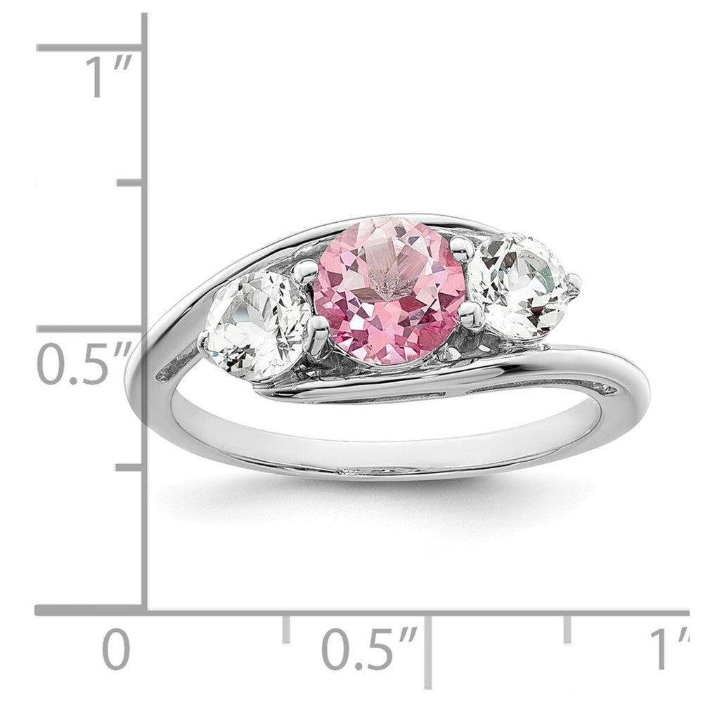 Survivor Collection Sterling Silver Rhodium-plated White and Pink Topaz Sue Ring