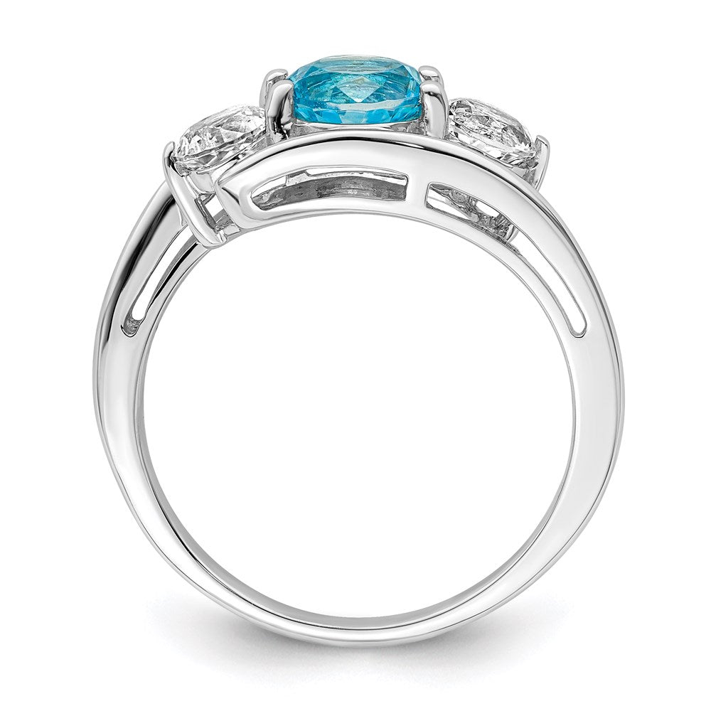 Survivor Collection Sterling Silver Rhodium-plated White and Blue Topaz Sue Ring