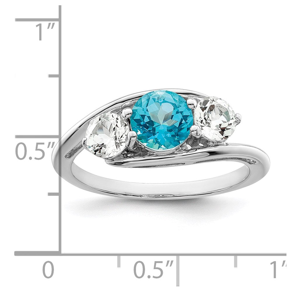 Survivor Collection Sterling Silver Rhodium-plated White and Blue Topaz Sue Ring