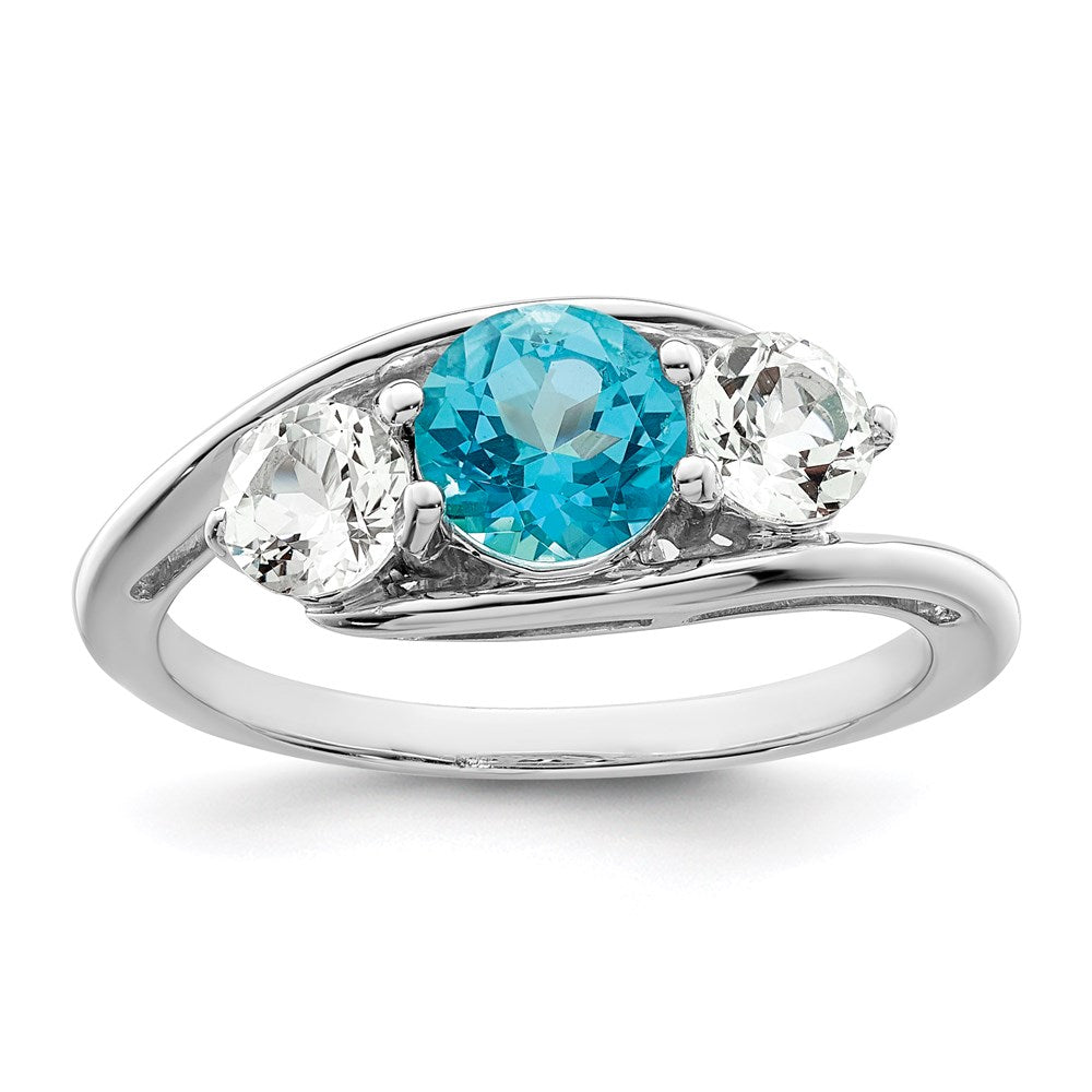 Survivor Collection Sterling Silver Rhodium-plated White and Blue Topaz Sue Ring