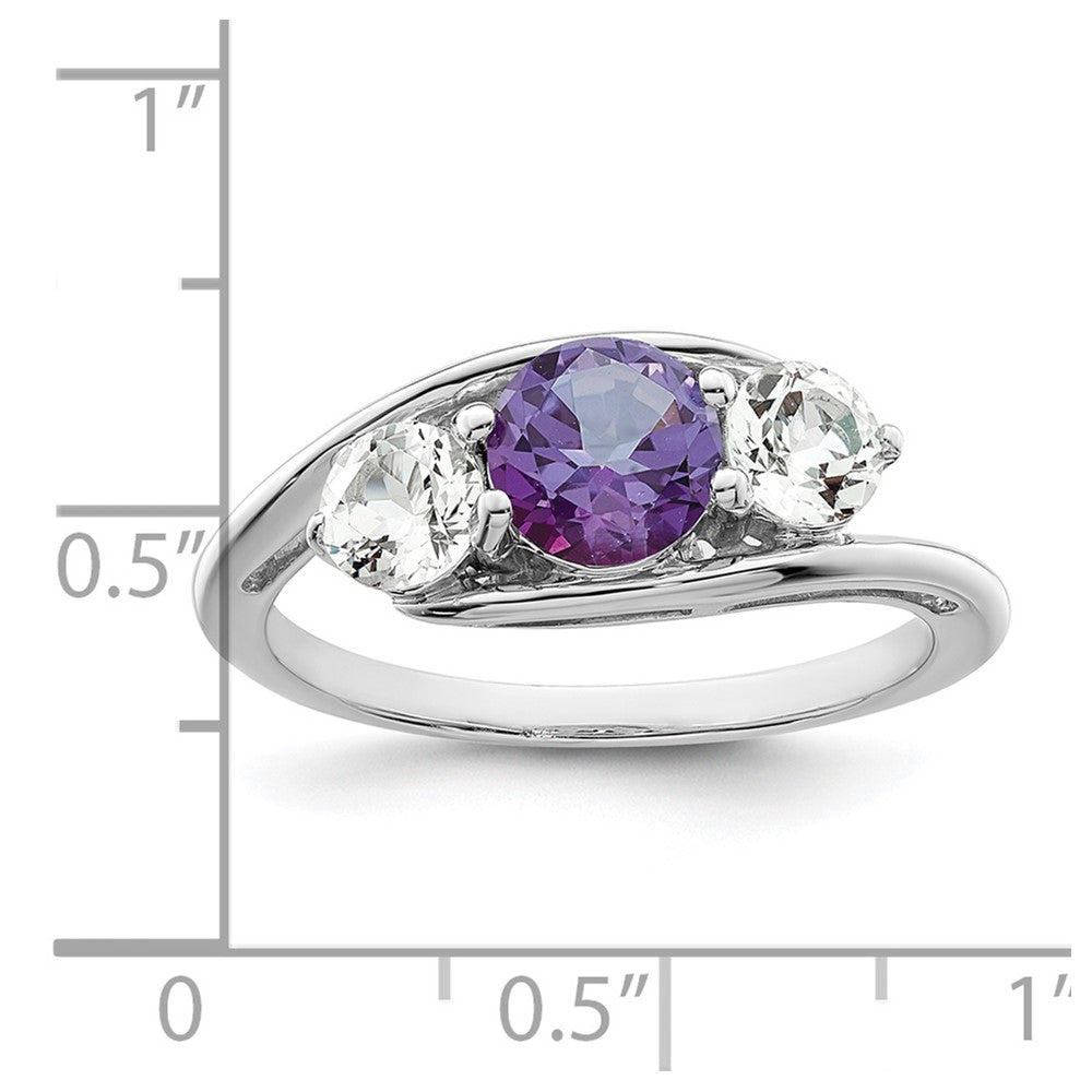 Survivor Collection Sterling Silver Rhodium-plated White and Purple Topaz Sue Ring