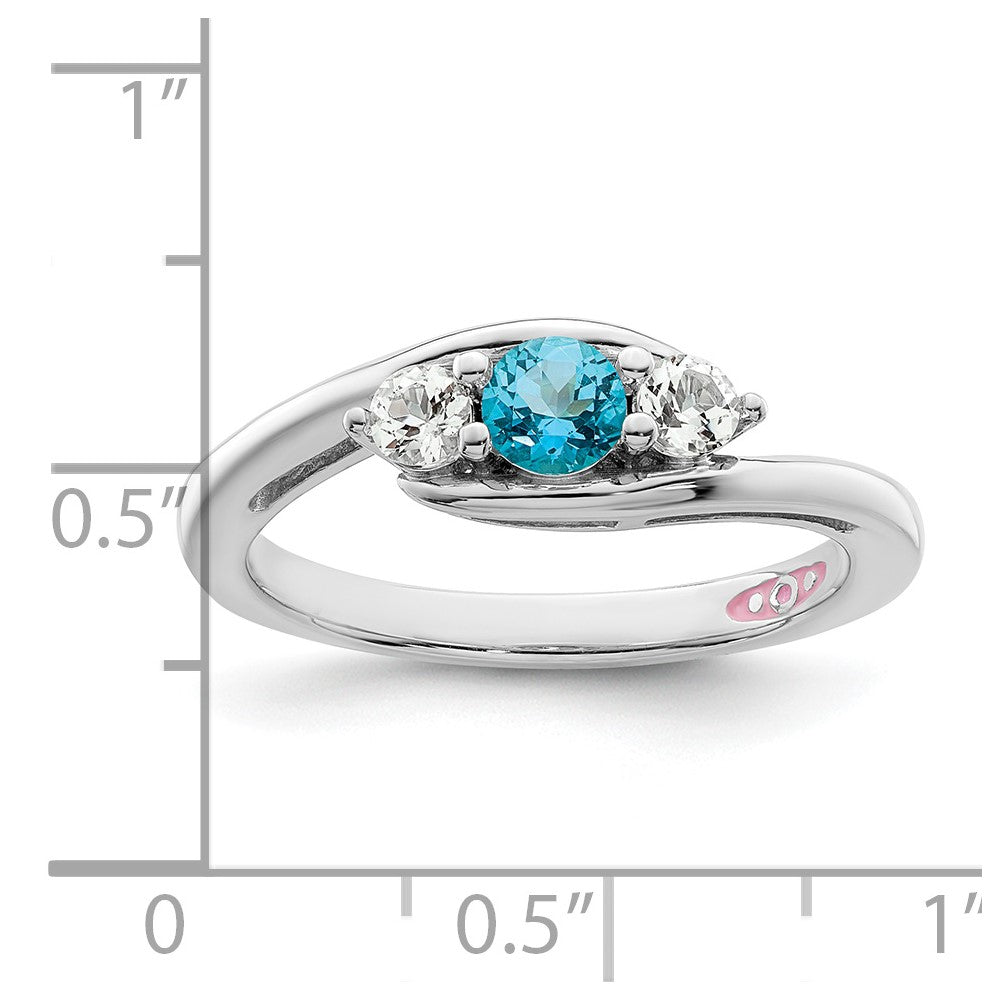 Survivor Collection Sterling Silver Rhodium-plated White and Blue Topaz Sue Ring