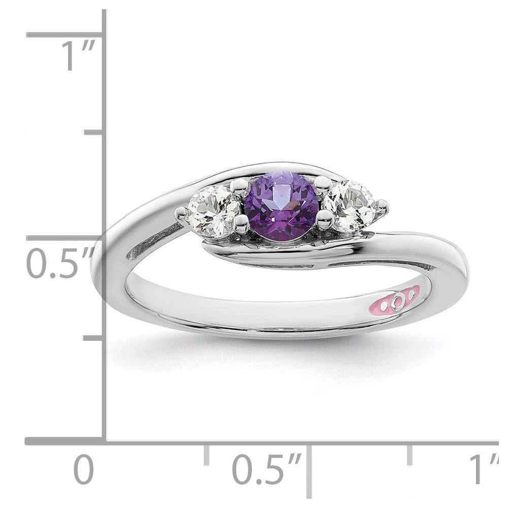 Survivor Collection Sterling Silver Rhodium-plated White and Purple Topaz Sue Ring
