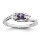Survivor Collection Sterling Silver Rhodium-plated White and Purple Topaz Sue Ring