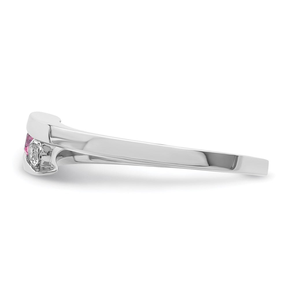 Survivor Collection 10K White Gold Rhodium-plated White and Pink Topaz Circle of Strength Ring
