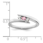 Survivor Collection 10K White Gold Rhodium-plated White and Pink Topaz Circle of Strength Ring