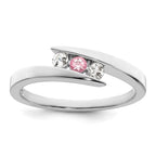 Survivor Collection 10K White Gold Rhodium-plated White and Pink Topaz Circle of Strength Ring