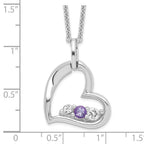 Survivor Collection 10K White Gold Rhodium-plated Clear Purple Topaz Heart of Strength Necklace
