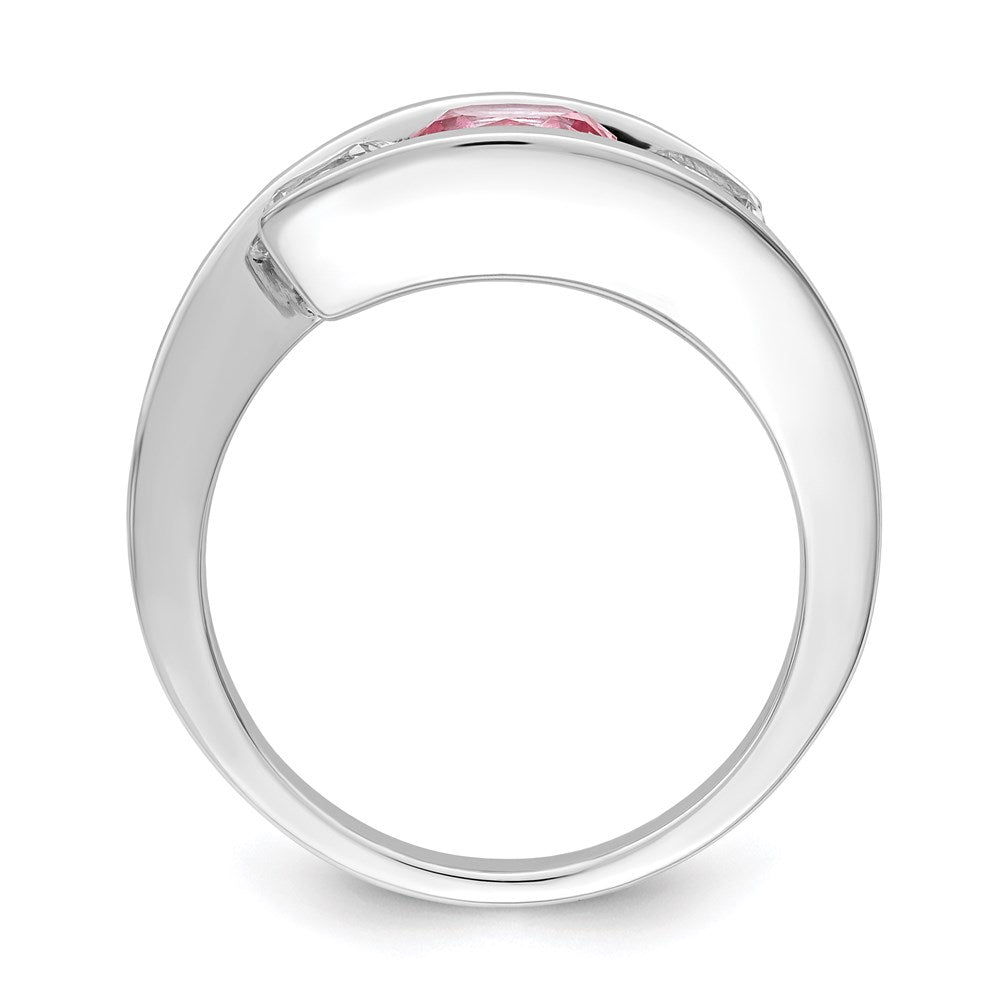 Survivor Collection Sterling Silver Rhodium-plated White and Pink Topaz Journey Ring