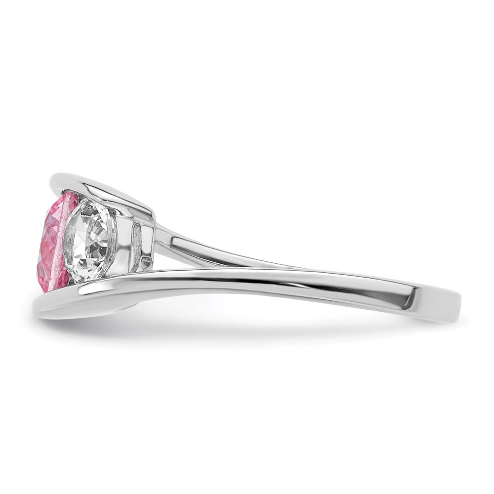 Survivor Collection Sterling Silver Rhodium-plated White and Pink Topaz Journey Ring