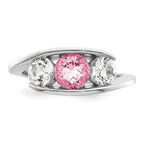 Survivor Collection Sterling Silver Rhodium-plated White and Pink Topaz Journey Ring