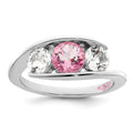 Survivor Collection Sterling Silver Rhodium-plated White and Pink Topaz Journey Ring