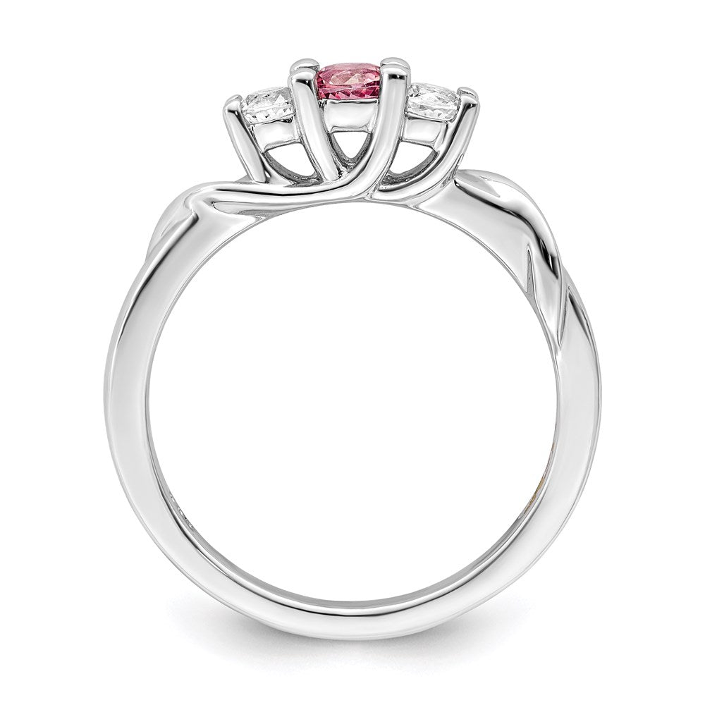 Survivor Collection 10K White Gold Rhodium-plated White and Pink Topaz Joanna Ring
