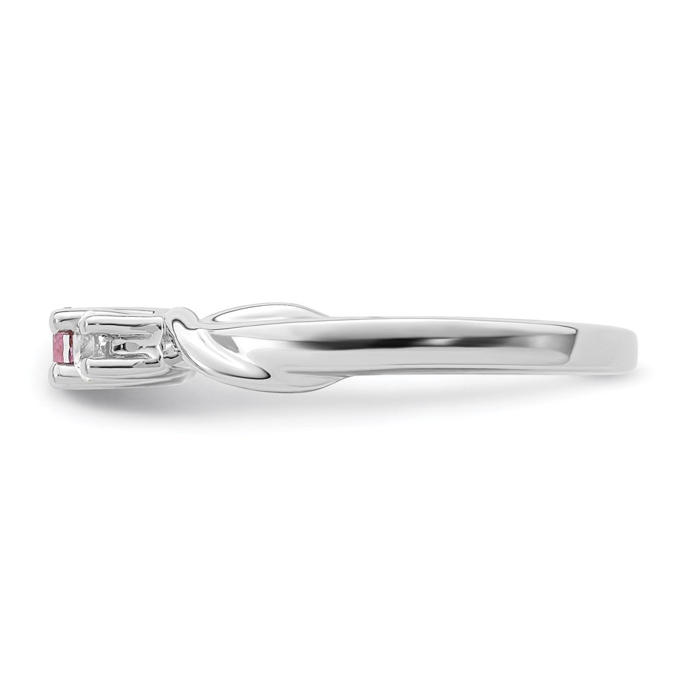 Survivor Collection 10K White Gold Rhodium-plated White and Pink Topaz Joanna Ring