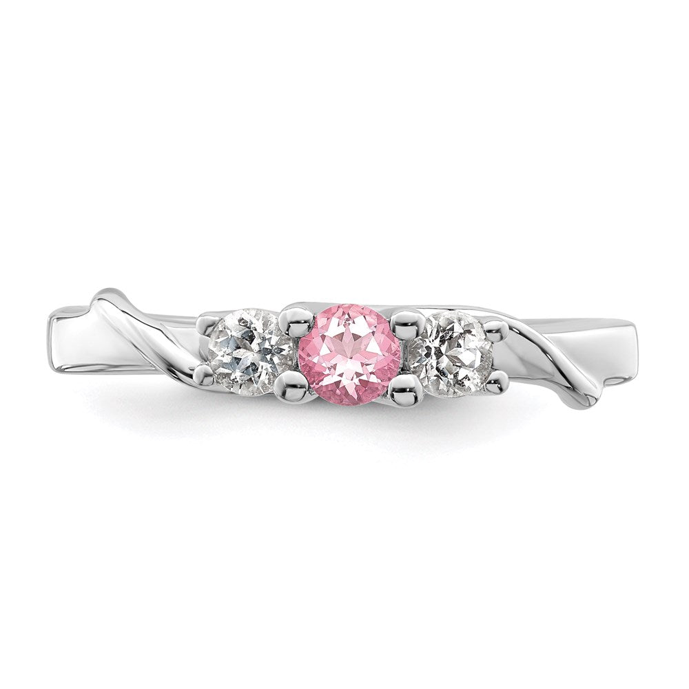 Survivor Collection 10K White Gold Rhodium-plated White and Pink Topaz Joanna Ring