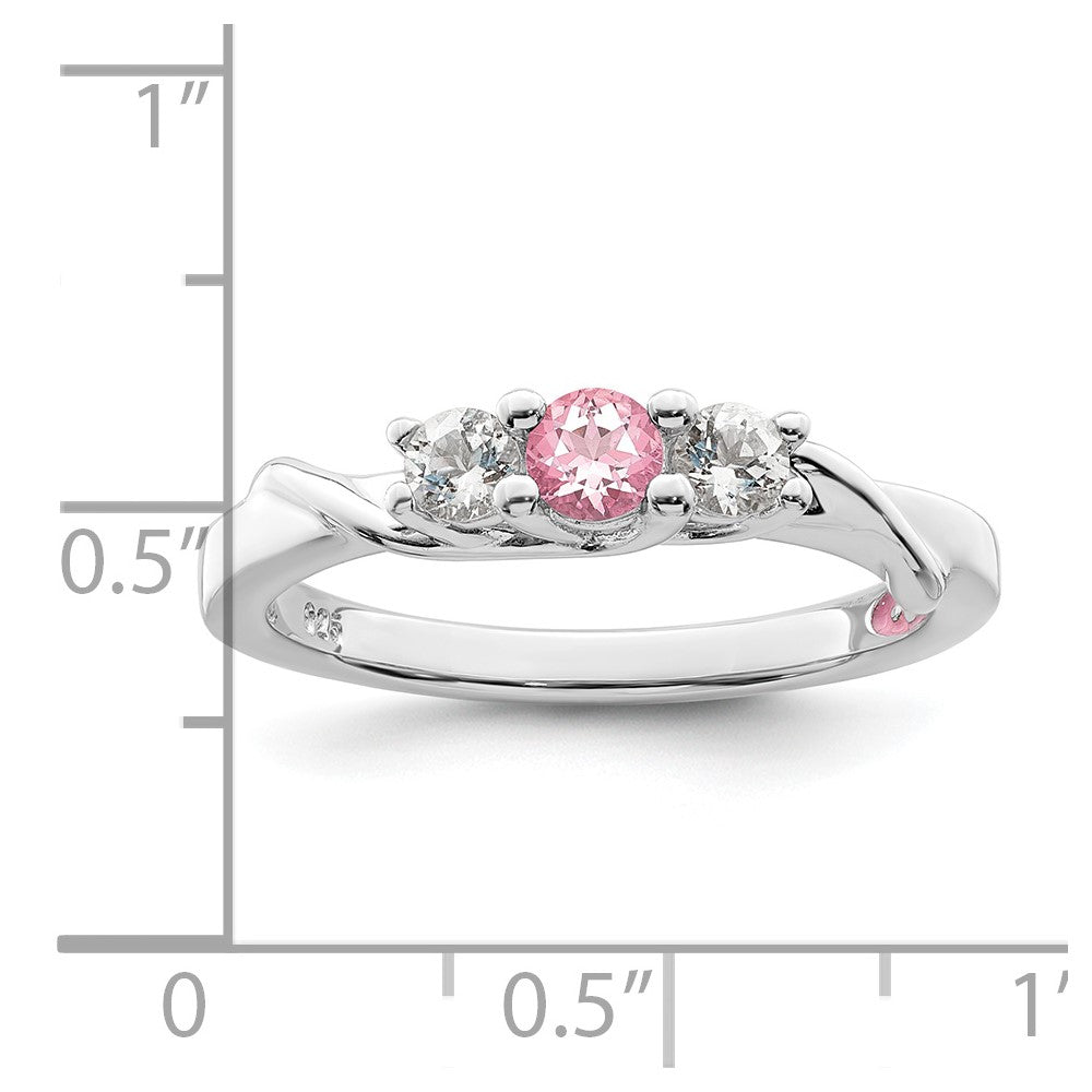 Survivor Collection 10K White Gold Rhodium-plated White and Pink Topaz Joanna Ring