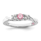 Survivor Collection 10K White Gold Rhodium-plated White and Pink Topaz Joanna Ring