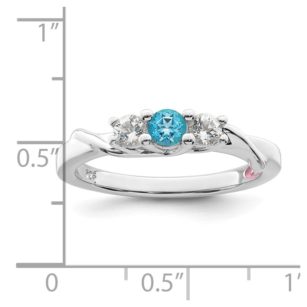 Survivor Collection Sterling Silver Rhodium-plated White and Blue Topaz Joanna Ring