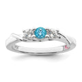 Survivor Collection Sterling Silver Rhodium-plated White and Blue Topaz Joanna Ring