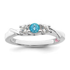 Survivor Collection Sterling Silver Rhodium-plated White and Blue Topaz Joanna Ring