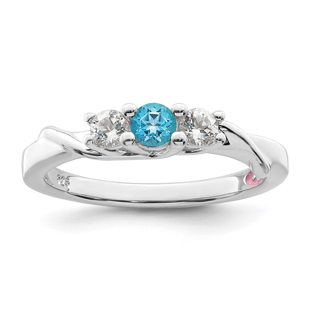 Survivor Collection Sterling Silver Rhodium-plated White and Blue Topaz Joanna Ring
