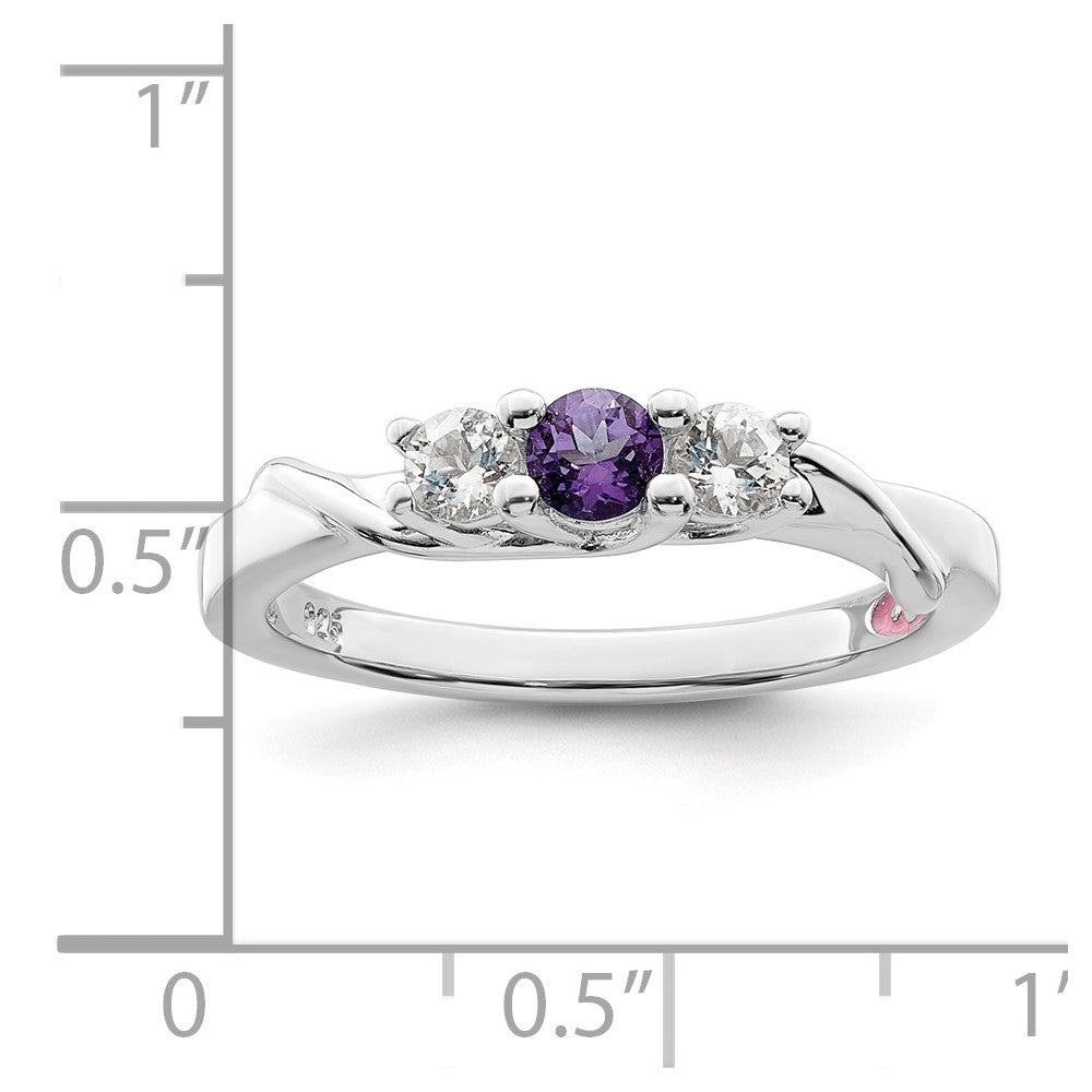 Survivor Collection Sterling Silver Rhodium-plated White and Purple Topaz Joanna Ring