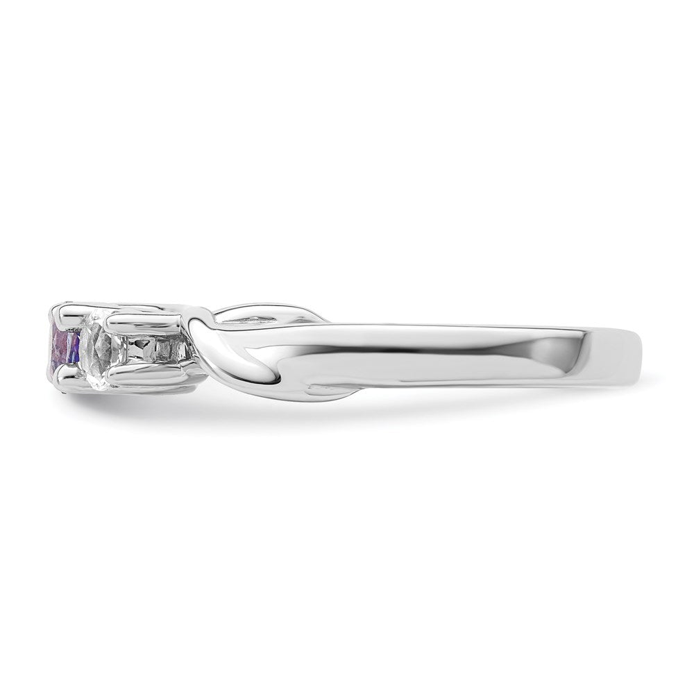 Survivor Collection Sterling Silver Rhodium-plated White and Purple Topaz Joanna Ring