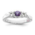 Survivor Collection Sterling Silver Rhodium-plated White and Purple Topaz Joanna Ring