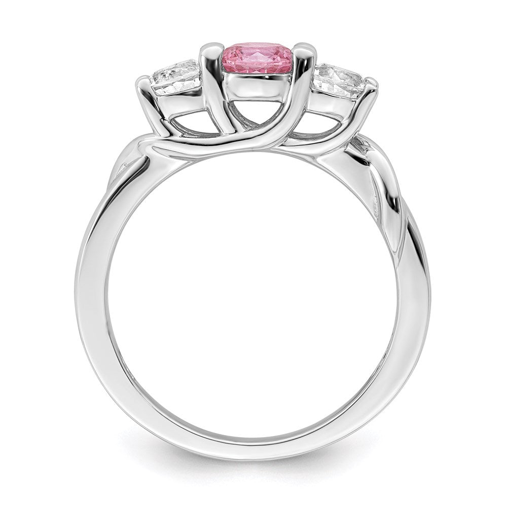 Survivor Collection 10K White Gold Rhodium-plated White and Pink Swarovski Topaz Joanna Ring