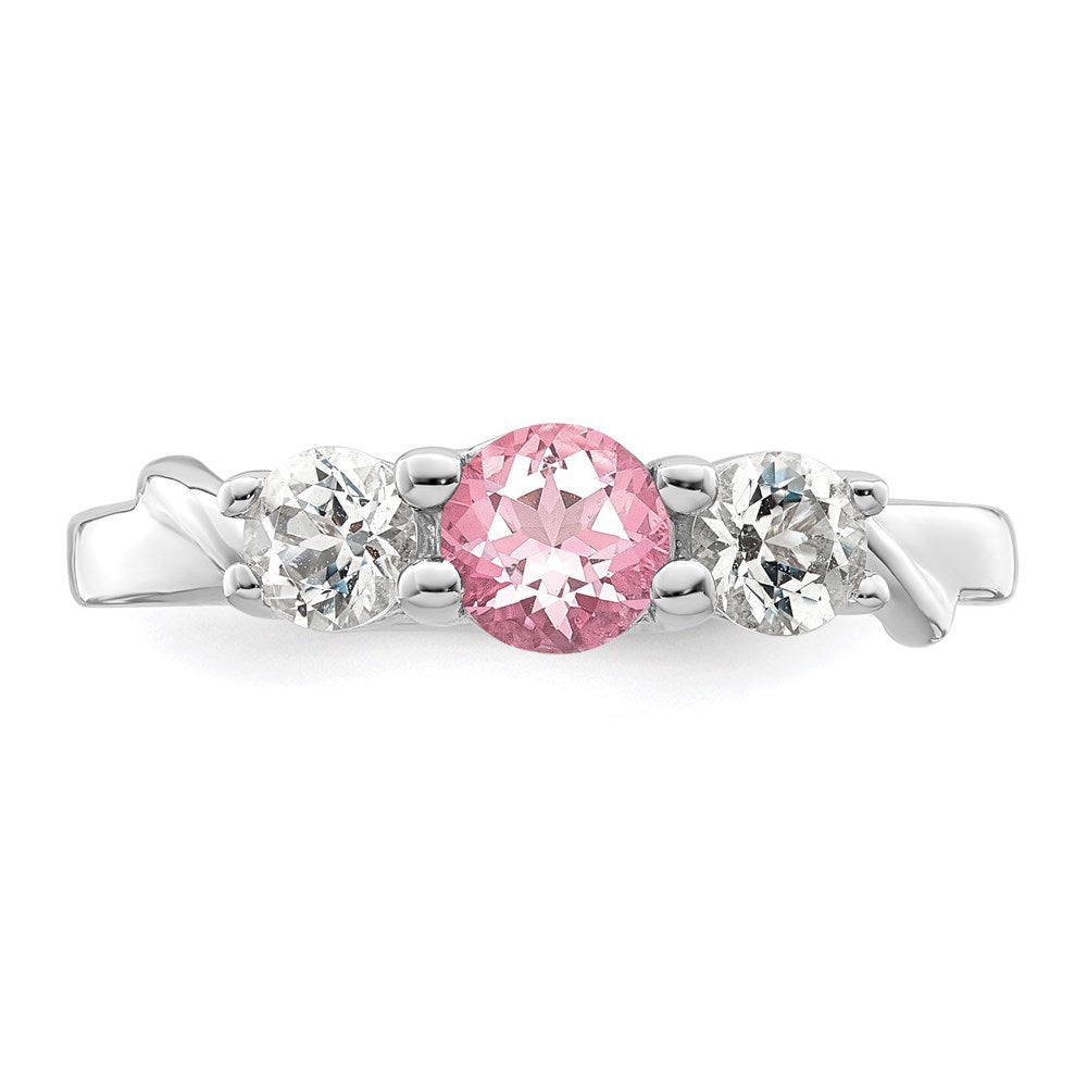 Survivor Collection 10K White Gold Rhodium-plated White and Pink Swarovski Topaz Joanna Ring