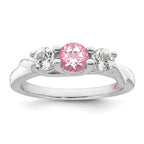 Survivor Collection 10K White Gold Rhodium-plated White and Pink Swarovski Topaz Joanna Ring