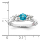 Survivor Collection Sterling Silver Rhodium-plated White and Blue Topaz Joanna Ring
