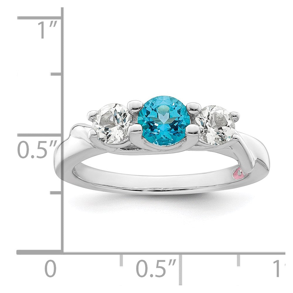 Survivor Collection Sterling Silver Rhodium-plated White and Blue Topaz Joanna Ring