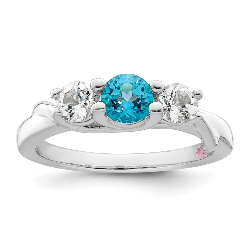 Survivor Collection Sterling Silver Rhodium-plated White and Blue Topaz Joanna Ring