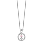 Survivor Collection 10K White Gold Rhodium-plated 16 Inch White and Pink Swarovski Topaz Runzi Necklace with 2 Inch Extender