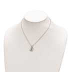 Survivor Collection 10K White Gold Rhodium-plated 16 Inch White and Pink Swarovski Topaz Runzi Necklace with 2 Inch Extender