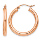 14k Rose Gold 3x25mm Polished Lightweight Tube Hoop Earrings