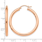 14k Rose Gold 3x35mm Polished Lightweight Tube Hoop Earrings